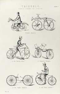 Sześć wczesnych form roweru, ok. 1870 autorstwa Unbekannt