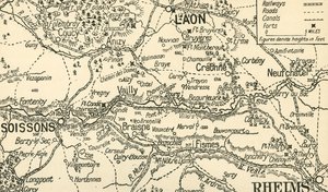 Szkicowa mapa doliny Aisne nad Soissons, 1914, c1920. autorstwa Unbekannt