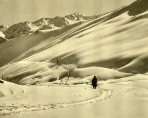 Narciarstwo na Górnym Schlossalm, niedaleko Bad Hofgastein, Austria, ok. 1935. autorstwa Unbekannt