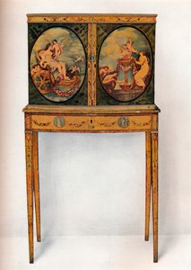 Mała mahoniowa szafka na stojaku, c1680 autorstwa Unbekannt