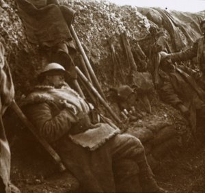 Żołnierze odpoczywający w okopach, c1914-c1918 autorstwa Unbekannt