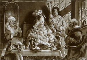 Sopran i dudy, gobelin brukselski zaprojektowany przez Jacobusa Jordaensa, 1948 autorstwa Unbekannt