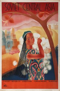 Radziecki plakat z Azji Centralnej firmy Intourist, 1934