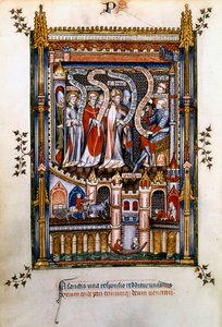 St Denis, St Rusticus i St Eleuterius przed Sisinnius, 1317 autorstwa Unbekannt