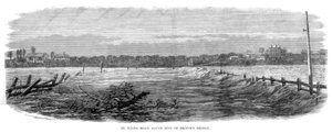 St Kilda Road, południowa strona Princes Bridge – powodzie w Melbourne, Australia, 1864 r. autorstwa Unbekannt
