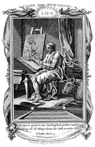 Św. Łukasz Ewangelista piszący swoją Ewangelię, ok. 1808 r. autorstwa Unbekannt