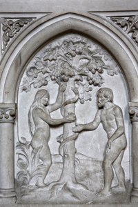 Kościół katolicki św. Marcina, Villers sur Mer, Francja. Ulga. Adam i Ewa autorstwa Unbekannt