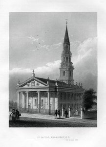 Kaplica św. Pawła, Broadway, Nowy Jork, 1855 autorstwa Unbekannt