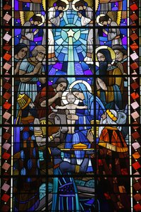 Witraże w kościele katolickim Notre Dame du Rosaire: Szopka, Saint-Ouen, Francja autorstwa Unbekannt
