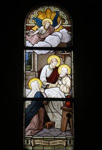 Witraże w kościele katolickim Notre Dame du Rosaire: Święty Józef, patron śmierci, Saint-Ouen, Francja autorstwa Unbekannt