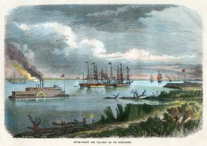 Pakiet parowy i holownik na Missisipi, USA, ok. 1875 r. autorstwa Unbekannt