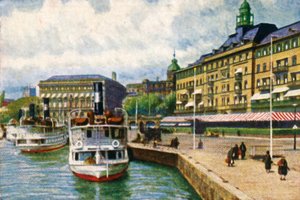 Parowiec na nabrzeżu przy Grand Hotelu, Sztokholm, ok. 1928 r. autorstwa Unbekannt
