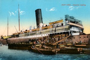 Nawęglanie parowca, Port Said, Egipt, XX w. autorstwa Unbekannt