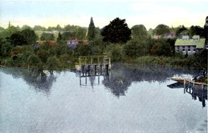 Zachód słońca nad Tamizą, Caversham, Berkshire, XX wiek autorstwa Unbekannt