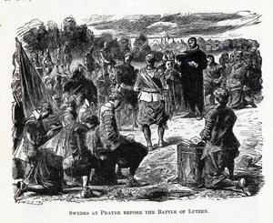 Szwedzi na modlitwie przed bitwą pod Lützen, 1882 r. autorstwa Unbekannt