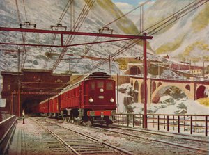 Swiss Express opuszcza Wielki Tunel Świętego Gotarda, 1926 autorstwa Unbekannt
