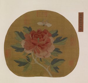 Gobelin: piwonia i motyl, prawdopodobnie dynastia Ming, 1368-1644. autorstwa Unbekannt