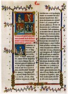 Strona tekstowa ze scenami biblijnymi, koniec XIV wieku autorstwa Unbekannt