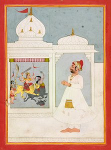 Thakur Ajit Singh czci Boginię z 1817 roku. autorstwa Unbekannt