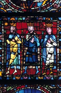 Adoracja Trzech Króli, witraż, katedra w Chartres Francja, 1145-1155 autorstwa Unbekannt