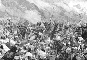Wojna afgańska, 1879: Śmierć majora Wigrama Battye w bitwie pod Futtehabad..., 1901. autorstwa Unbekannt