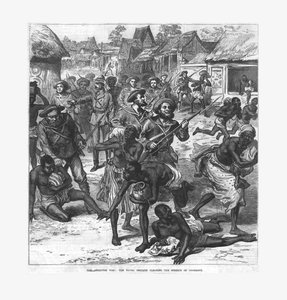 Wojna o Ashantee: brygada morska oczyszczająca ulice Coomassie, 1874. autorstwa Unbekannt