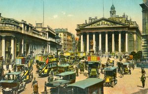 Bank Anglii i Royal Exchange, Londyn, c1910. autorstwa Unbekannt