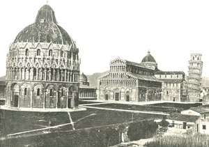 Baptysterium, Katedra i Krzywa Wieża, Piza, Włochy, 1895. autorstwa Unbekannt