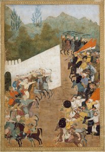 Bitwa pod Shahbarghan, Folio z Kroniki cesarza Padshahnama, XVII wiek. autorstwa Unbekannt