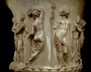 Krater lub waza Borghese, fragment płaskorzeźby przedstawiający Dionizosa i jego menady, grecki, neo-poddasze, koniec II w. p.n.e. (marmur) autorstwa Unbekannt