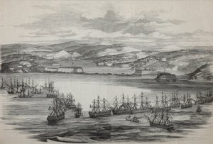 Eskadra brytyjsko-francuska w Sewastopolu, ok. 1855 autorstwa Unbekannt