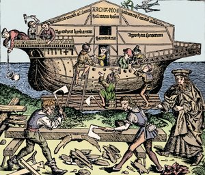 Budowa arki nadzorowana przez Noego, 1493, 1903 autorstwa Unbekannt