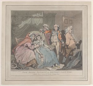 Umierający pacjent, czyli ostatnia opłata lekarza, 1 kwietnia 1786., 1 kwietnia 1786. autorstwa Unbekannt