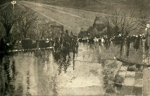 Światło elektryczne na Madison Square w stanie Nowy Jork, w pochmurny wieczór, 1882 r. autorstwa Unbekannt