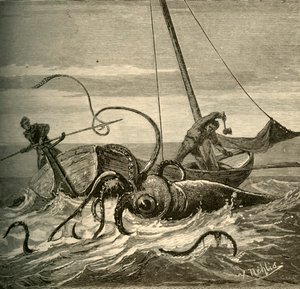 Bitwa rybaków z gigantyczną kałamarnicą, 1881. autorstwa Unbekannt