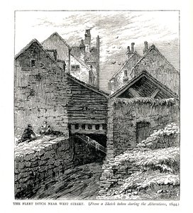 Fleet Ditch w pobliżu West Street, podczas przebudowy, 1844 autorstwa Unbekannt