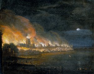 „Wielki pożar Londynu, 1666”, c1666 autorstwa Unbekannt