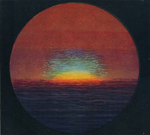 Zielony błysk o zachodzie słońca, najrzadszy pryzmatyczny kolor załamany przez atmosferę, c1935 autorstwa Unbekannt
