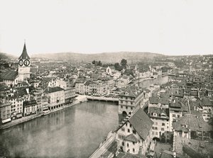 Grosse Stadt i Kleine Stadt rozdzielone rzeką Limmat, Zurych, Szwajcaria, 1895. autorstwa Unbekannt