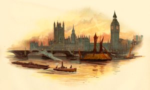 Houses of Parliament, Westminster, Londyn, ok. 1890 r. autorstwa Unbekannt