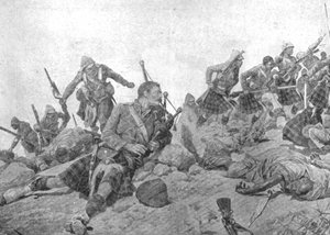 The Indian Frontier War, 1897: szturm na grzbiet Dargai przez Gordon Highlanders, październik autorstwa Unbekannt