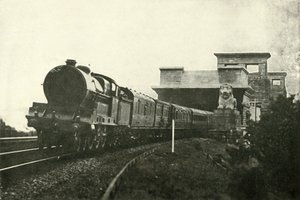 Poczta irlandzka opuszcza most Menai, ok. 1930. autorstwa Unbekannt