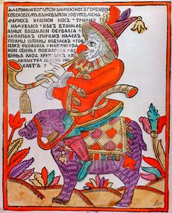 Błazen Farnos Czerwony Nos, grafika Lubok, XVIII w. autorstwa Unbekannt