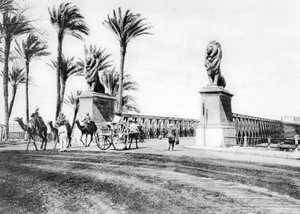 Most Kasr-El-Nile, Kair, Egipt, ok. 1920 r. autorstwa Unbekannt