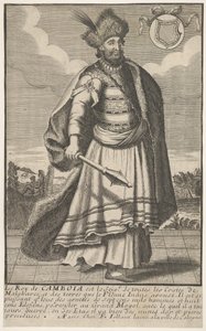 Król Kambodży stojący z berłem w prawej ręce, ca. 1670-1700. autorstwa Unbekannt