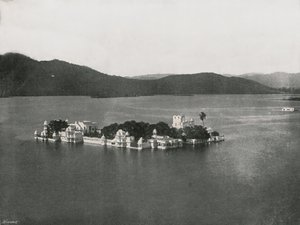 Pałac nad jeziorem, Udaipur, Indie, 1895. autorstwa Unbekannt