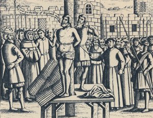 Męczeństwo mistrza Williama Tindalla we Flandrii przy zamku Vilvoorde, 1563, 1947 autorstwa Unbekannt