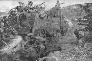 Wojna Matabele, 1893: Atak na Laager of Wagons na rzece Imbembezi, 1 listopada 1901. autorstwa Unbekannt