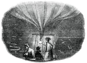 Balon Nassau przelatujący nad Liege nocą, 1836, 1886 autorstwa Unbekannt