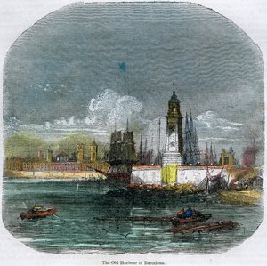 Stary port w Barcelonie, Katalonia, Hiszpania, ok. 1880 r. autorstwa Unbekannt